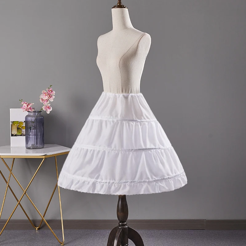 Children Wedding Dress Petticoat Crinoline Petticoat Underskirt White  3-Hoops Skirt