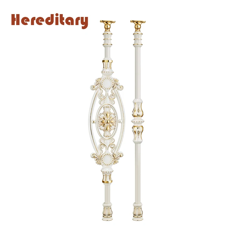 Luxury white rose glod veranda aluminum railing and curved staircase aluminum balcony railing design