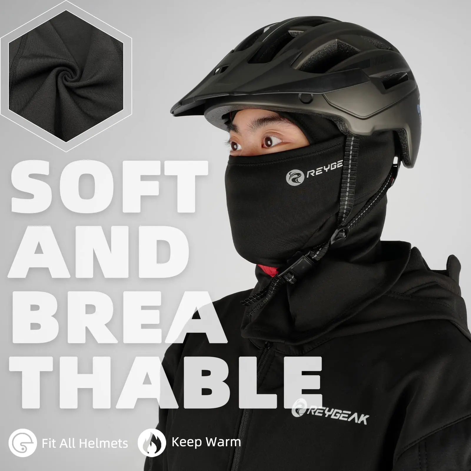 REYGEAK 2 Pack Skull Cap Helmet Liner and Balaclava Face Mask Ski Mask Winter Windproof Neck Warmer Cycling Skiing Hat Beanie