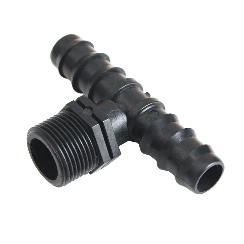 Tee Fittings for Tubing Greenhouse Garden Plastic Fittings Male Tee Connector for Drip Irrigation System