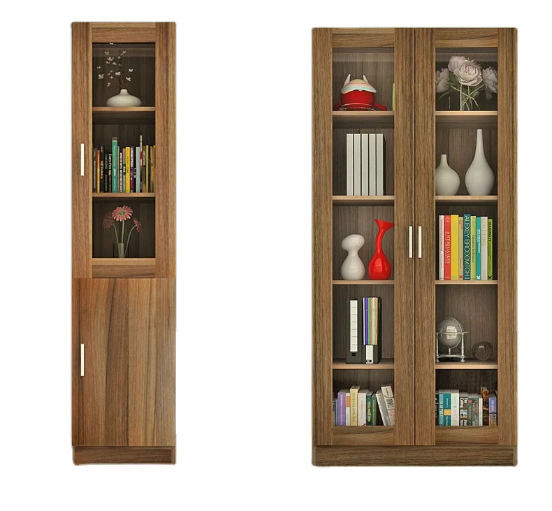 A bookcase with glass doors for study and office use