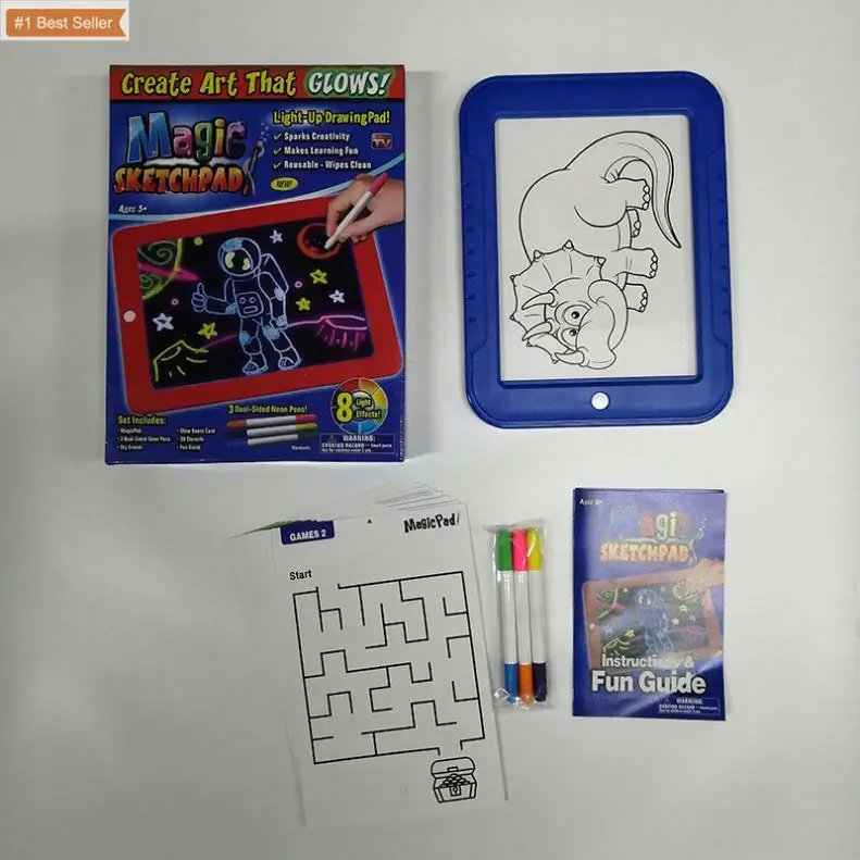 Tablet Grafis WritingTablet Red LED Sketch Board Painting Magic Pad PC Writing Kids Tablet Fluorescence Kids Drawing Table Toys