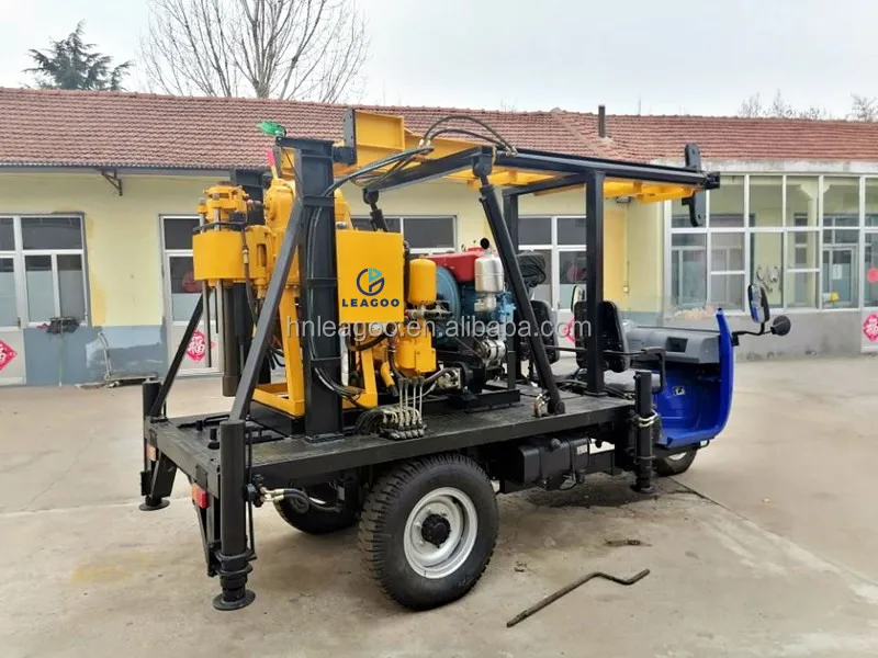 Three Wheels Mounted Portable Borehole Drilling Rig for Water Well