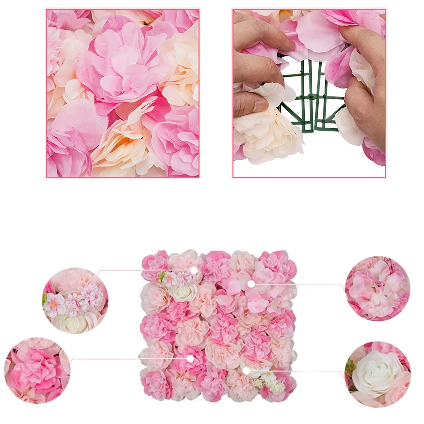 Artificial Wall Flower Backdrop 3D Silk Rose Floral Panel for Photo Background Home Party Wedding Backdrop Decoration
