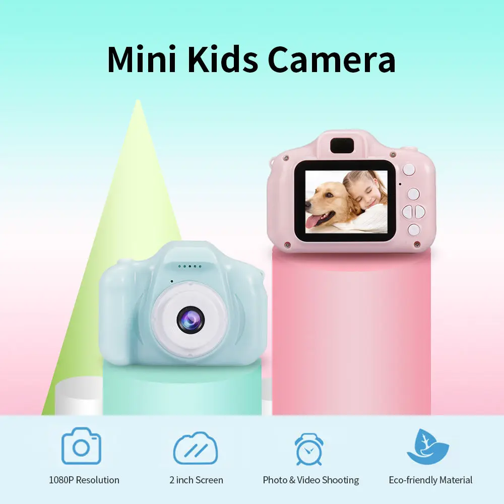 Cute Cartoon Kids Instant Camera Children Fun Christmas Gift Digital Camera Built-In Games 2.0 Inch X2 Kids Photo Camera