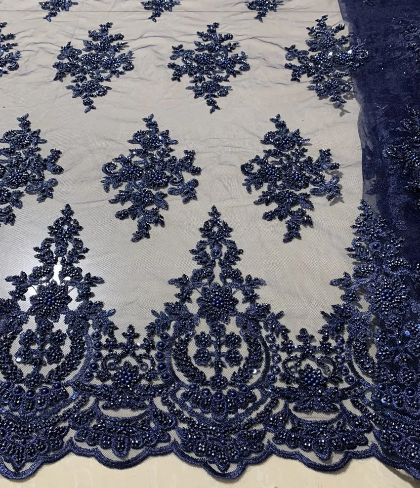 Хит продаж новый дизайн вышитая бисером Тюлевая ткань/Модная машинная вышивка кружевная ткань для платьев