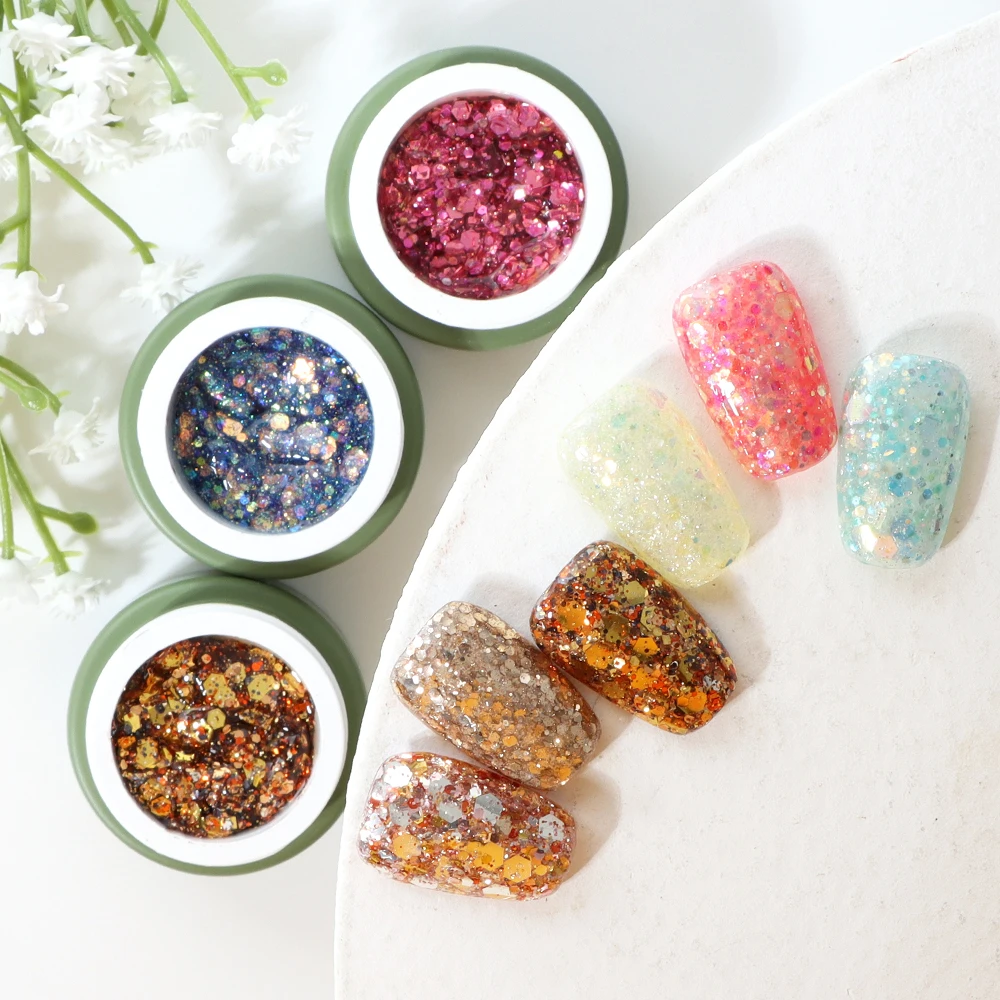 Private Label 28 Colors Big Glitter Gel Polish Set Reflective Soak Off