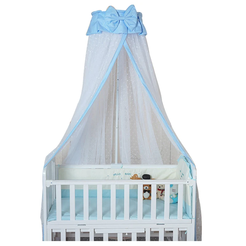 OEM polyester Princess Pink Blue White Color Children Kids Baby Cot Crib Canopy Bed Curtain Hanging Mosquito Net For Girls Bed