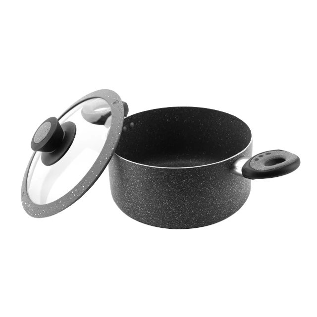 20cm Aluminum alloy marble stone non stick coating soup pot with bakelite handle