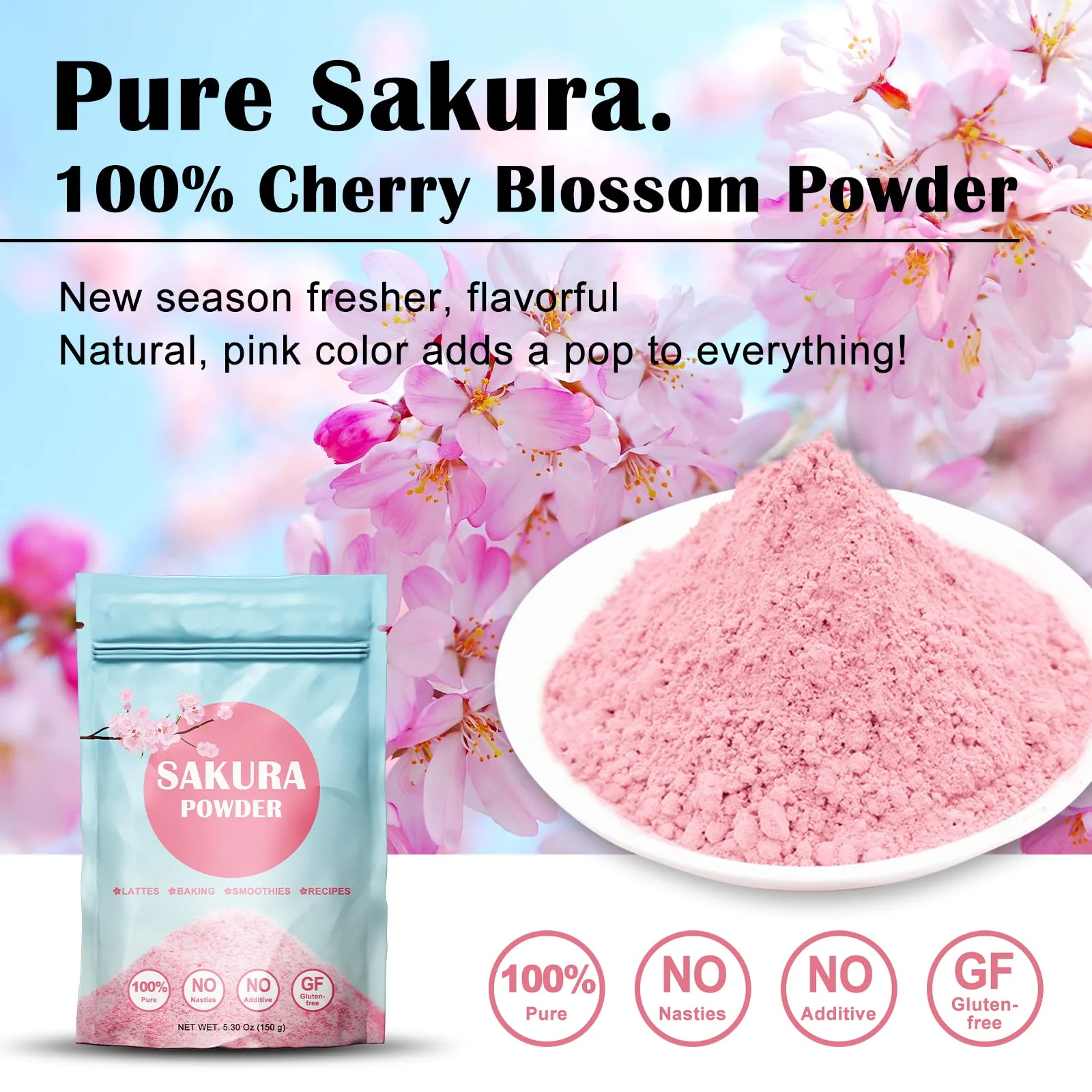 Free Sample 100% Nature Organic Sakura Cherry Blossom Extract Powder 10:1 Cosmetics Water Soluble Sakura Powder
