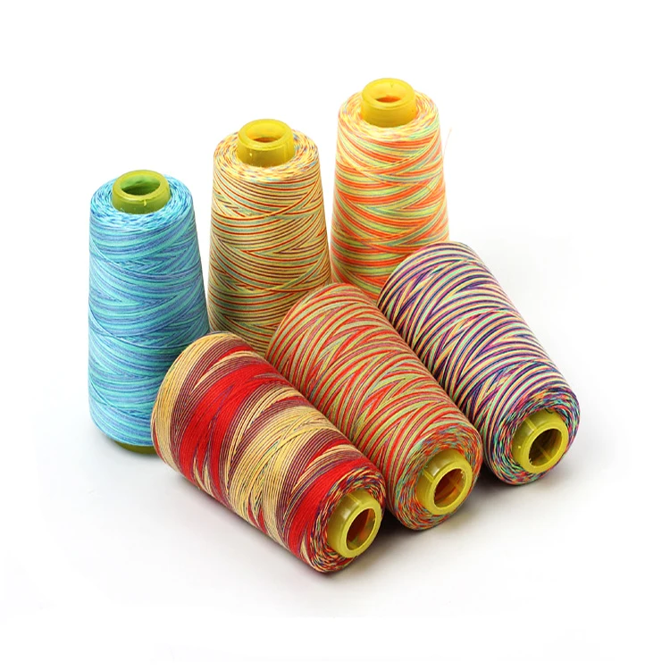 Customer logo  High quality multi colors rainbow color dyed  40 2 polyester sewing thread