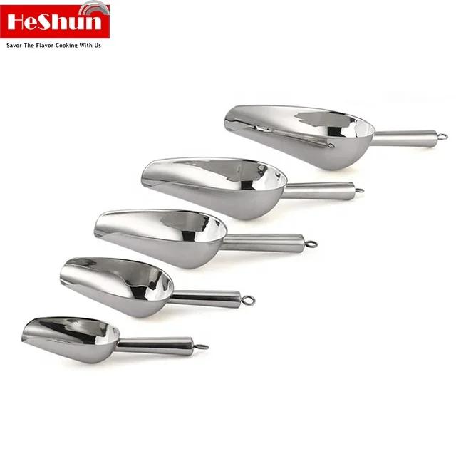 Wholesale Multipurpose Bar Tool Mirror Finishing Stainless Steel Food Shovel Utility Scoop Ice Cube Scoop Ice Shovel