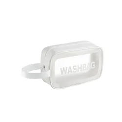 Waterproof Travel Zipper Transparent Wash Toiletry Bag, Matte Clear Cosmetic Makeup Bag With Handle