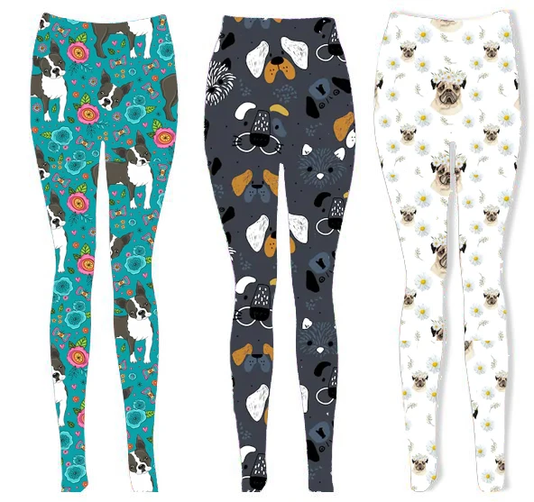 Оптовая продажа, очень мягкие леггинсы с различными принтами собак, минимальный заказ для женщин 2020