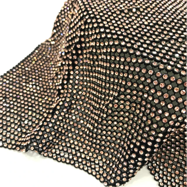 me024 Popular shining 3mm aluminum mesh trim strass rhinestone mesh without glue for dress and shoe