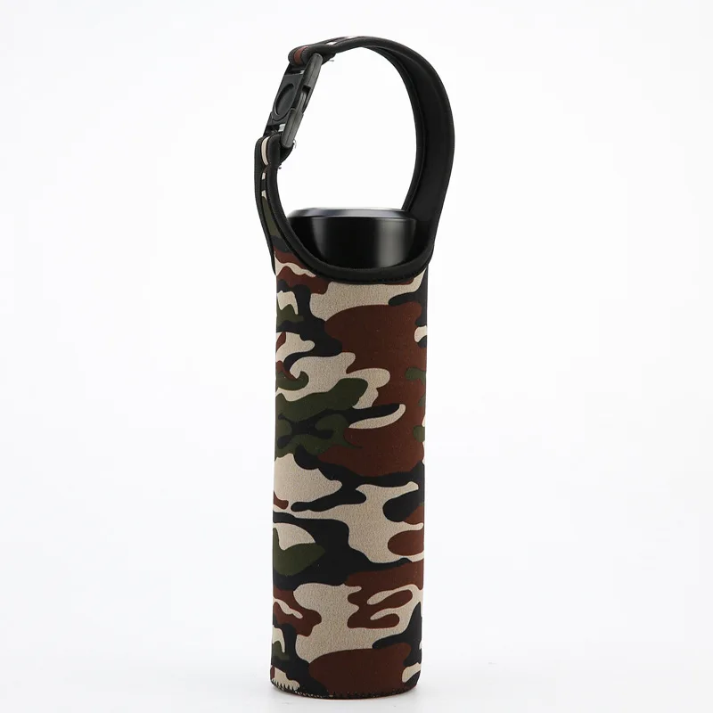 Portable diving material fabric 550ml 420ml print insulation glass cup buckle sleeve hang holder
