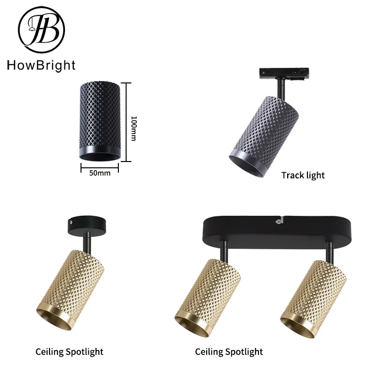 Decorative GU10 Hanging for Kitchen Bar Living Room Black with Gold Aluminum Adjust Indoor Surface Mounted Ceiling Spot Light