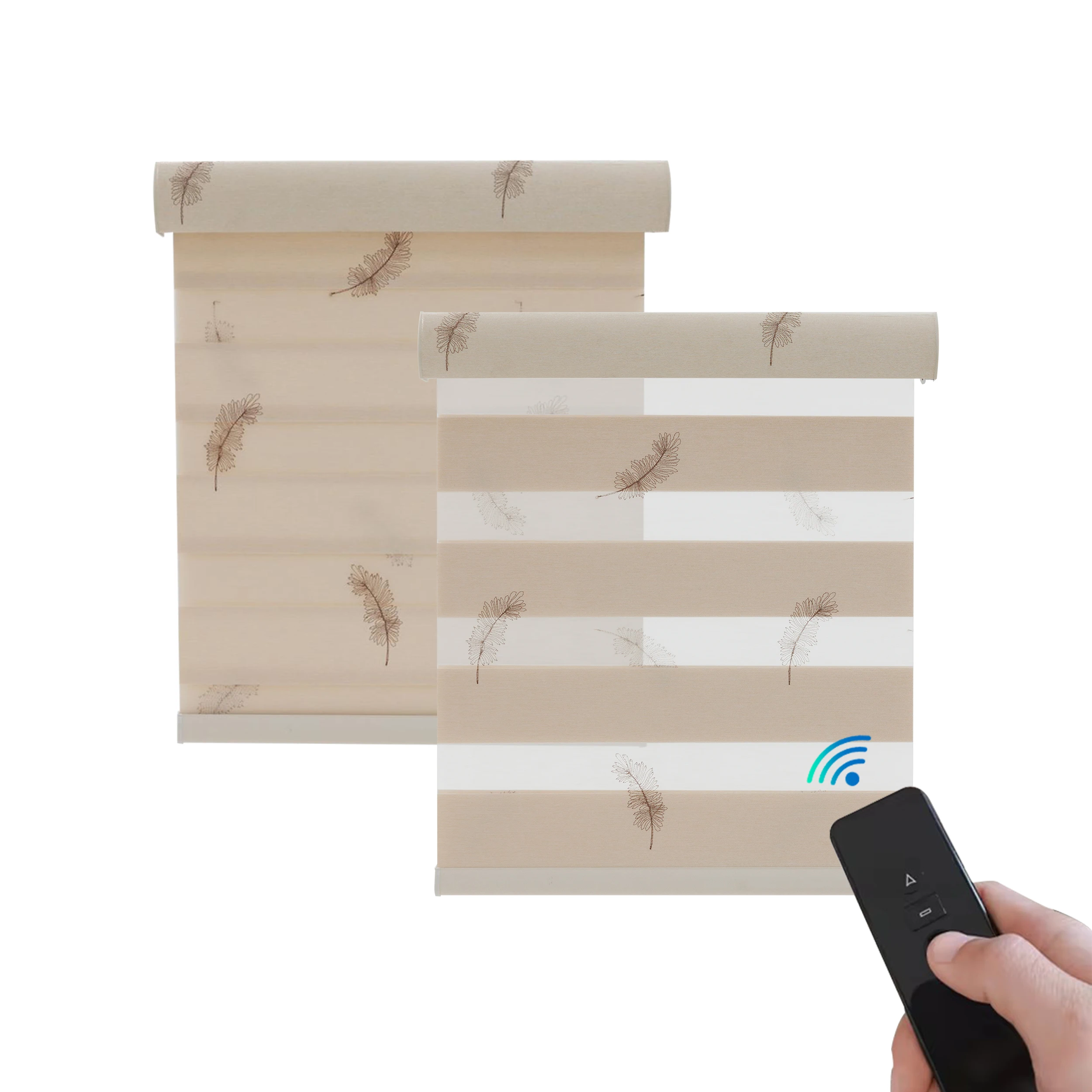 Jacquard flower pattern zebra blinds wifi control motorized dual zebra blinds