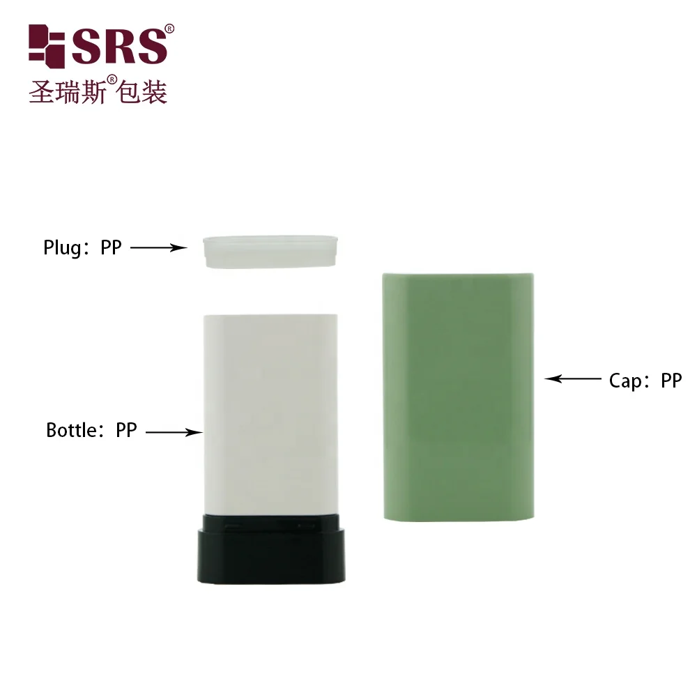 D052 20ml Empty Recyclable Oval Twist Up Solid Perfume PP Plastic Empty Deodorant Container for Sunscreen Stick