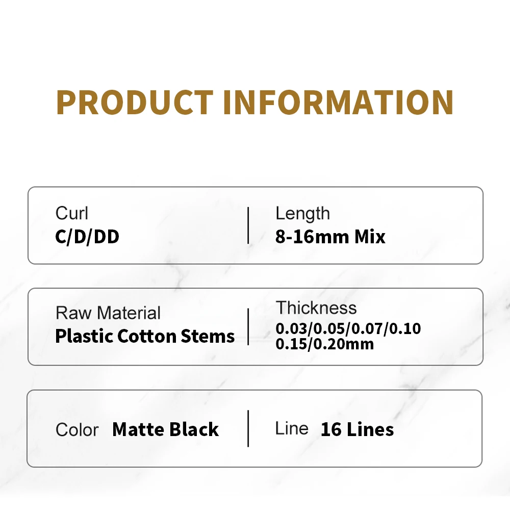 16Rows Individual Eyelash Extension for Professional Lash C/D/DD Fake Eyelashes Natural Soft Faux Mink Black Matte Maquiagem