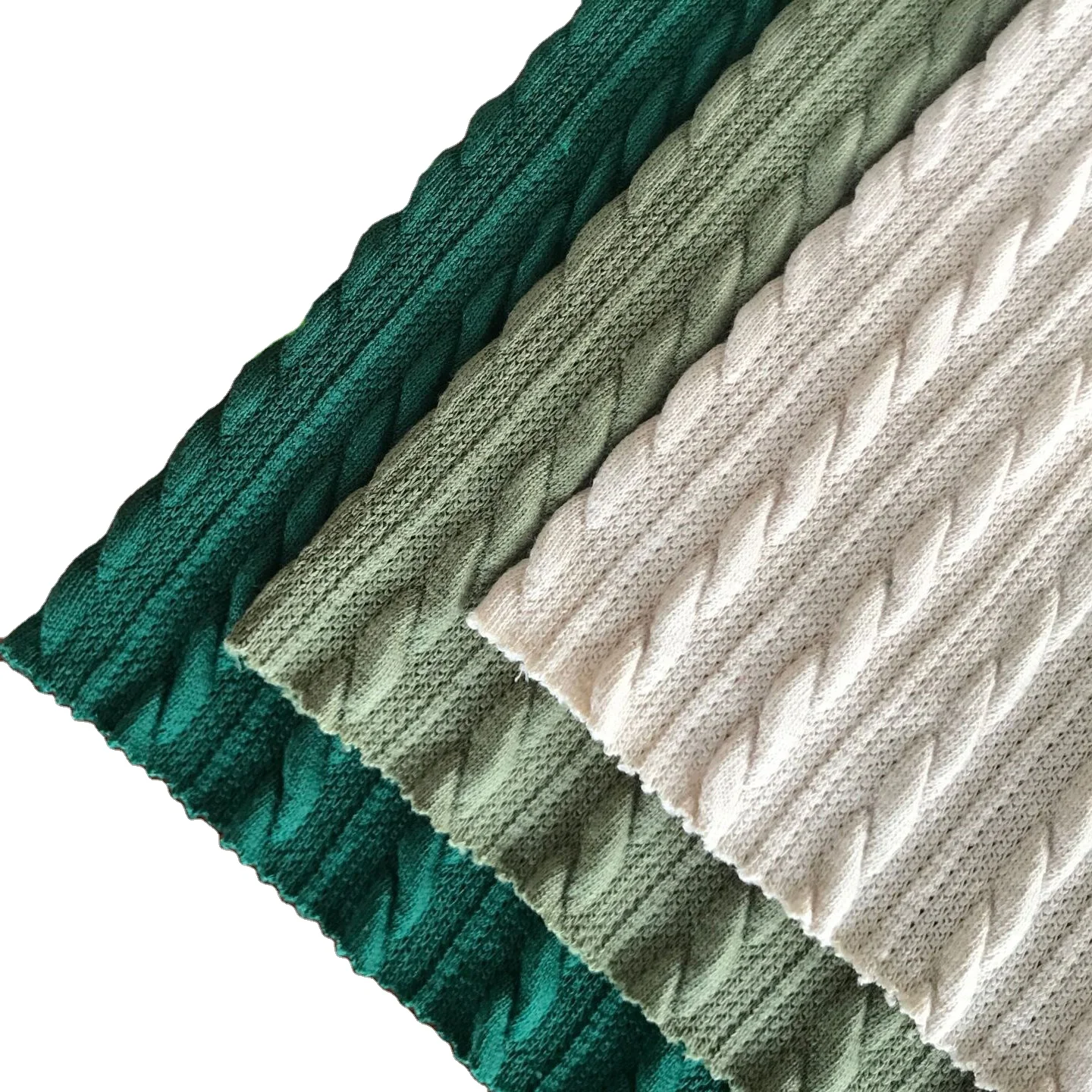 Factory Wholesale Soft Thick Recycled 98% Polyester 2% Spandex Bold Jacquard Cable Knit Fabric For Clothing