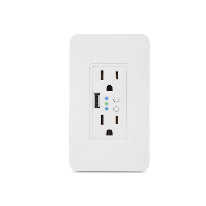 New TUYA Alexa USB interface 2 way Double US Power Plug Wall Outlet WiFi Smart Socket