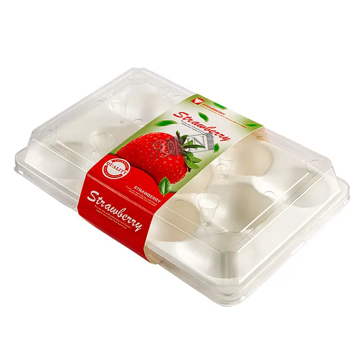 Customized food grade disposable plastic plastic pet packaging tray for strawberry containers with lids