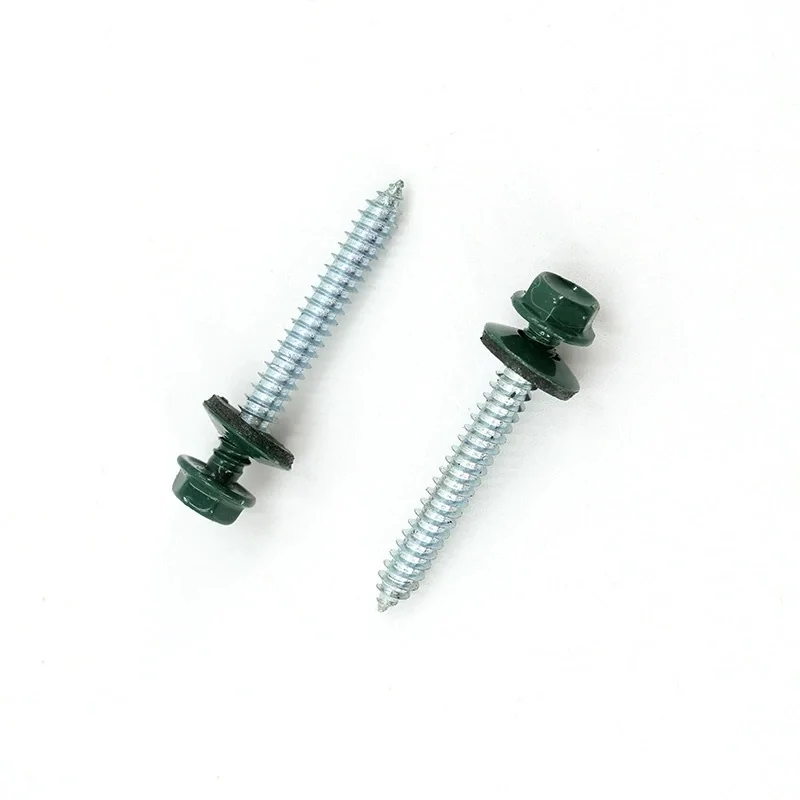Painted Screws Factory painted hex head tapping screw EPDM washer roofing screws din6928