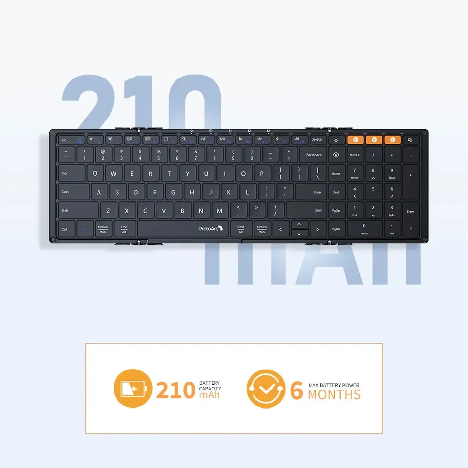 ProtoArc XK01 Tablet Usb Portable 3-speed Folding Bluetooth Mini Keyboards Wireless Keyboard With Touch Pad