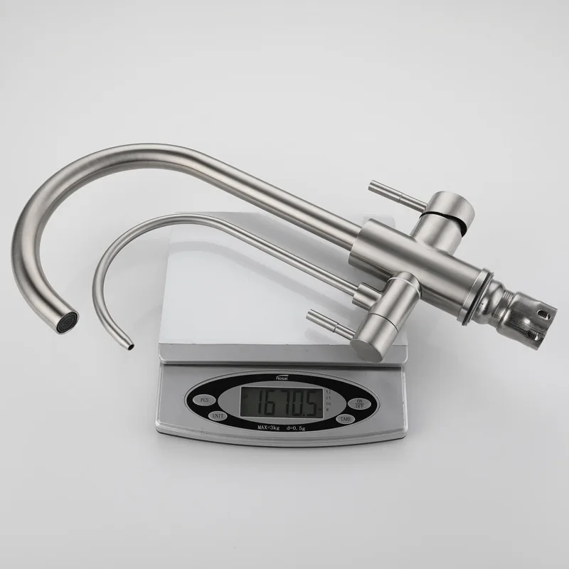 Good Quality Purification Tap Stainless Steel Drinking Water Tap Filter Mixer Kitchen Faucet Dual Handle Kitchen Sink Tap
