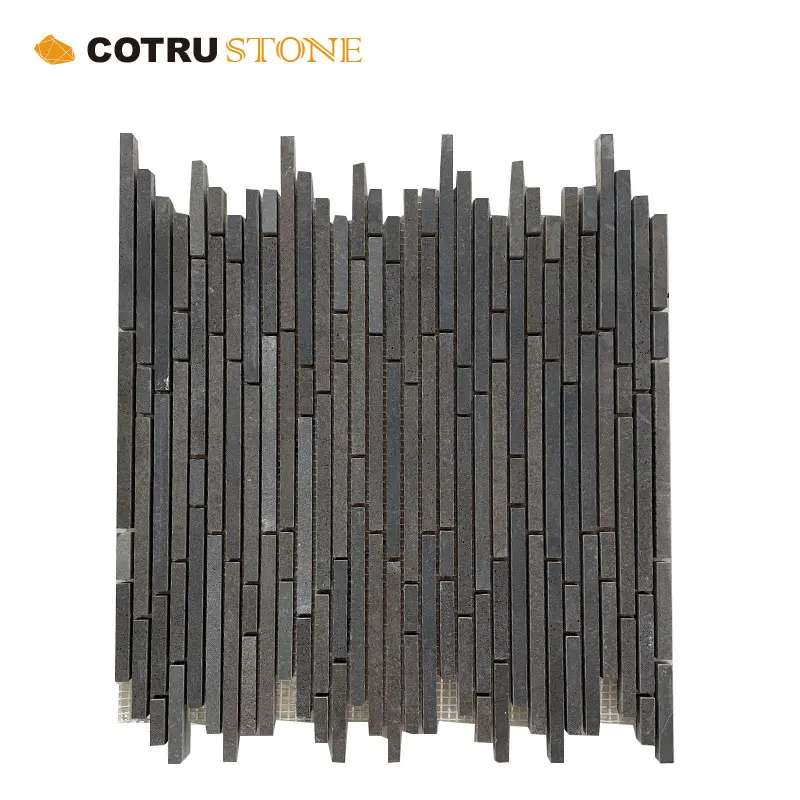 Xiamen Stone Wholesale Black Basalt Natural Stone Ledge Wall Cladding Mosaic Tile for Exterior and Interior decoration