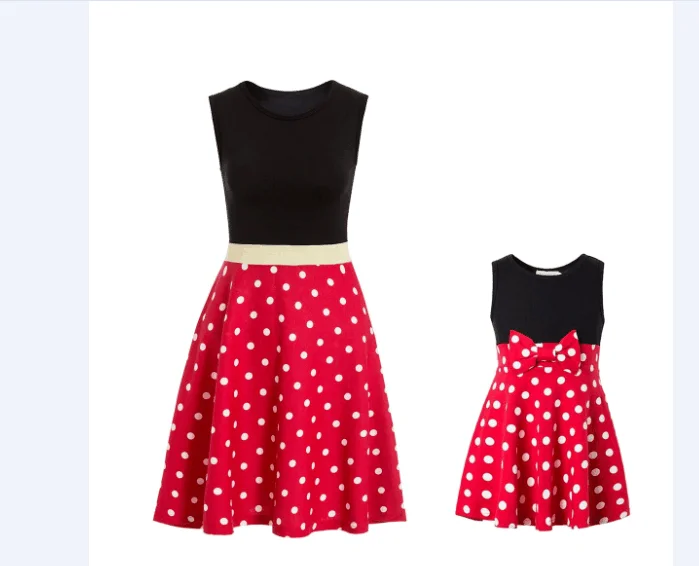 Платье для взрослых, платье для мамы, принцессы, Минни, мама и я, семейный костюм для косплея, костюм большого размера, женское платье принцессы в горошек