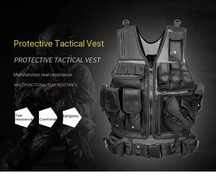 Adjustable tactical equipment for training air guns, lightweight modular 3D breathable quick release vest