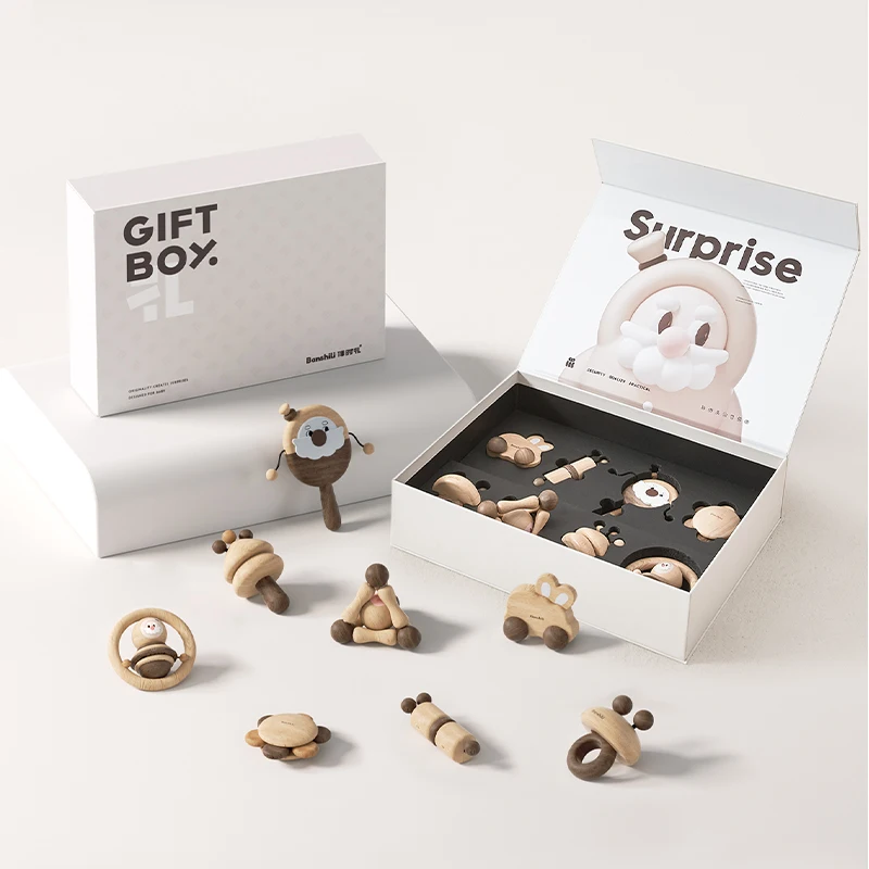 High Quality Original Wooden Kids Baby Rattle Toy Infant Toys BPA Free Baby Teether Rattling Set