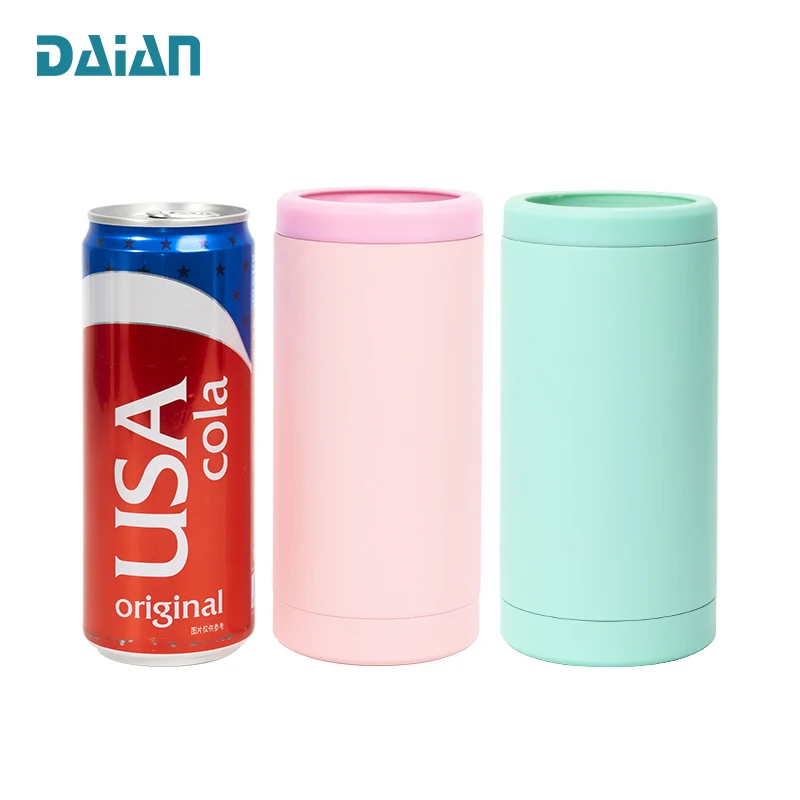 China Supplier Dragon Boat Festival Item New Arrival Custom Logo 12oz Stainless Steel Insulated Skinny Slim Can Cooler