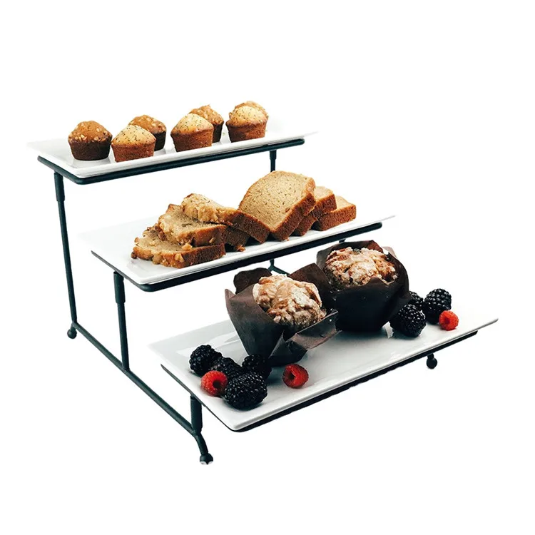 White Stand Ware Porcelain Dishes Plates Bowl Ceramic Nuts Trays Pie Dish Used Restaurant 3 Tier Serving Tray