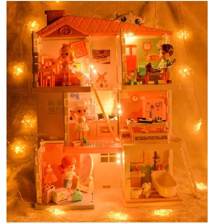 Amazon new products doll house Toy Kids Furniture Happy Family Giant DIY Children Doll House