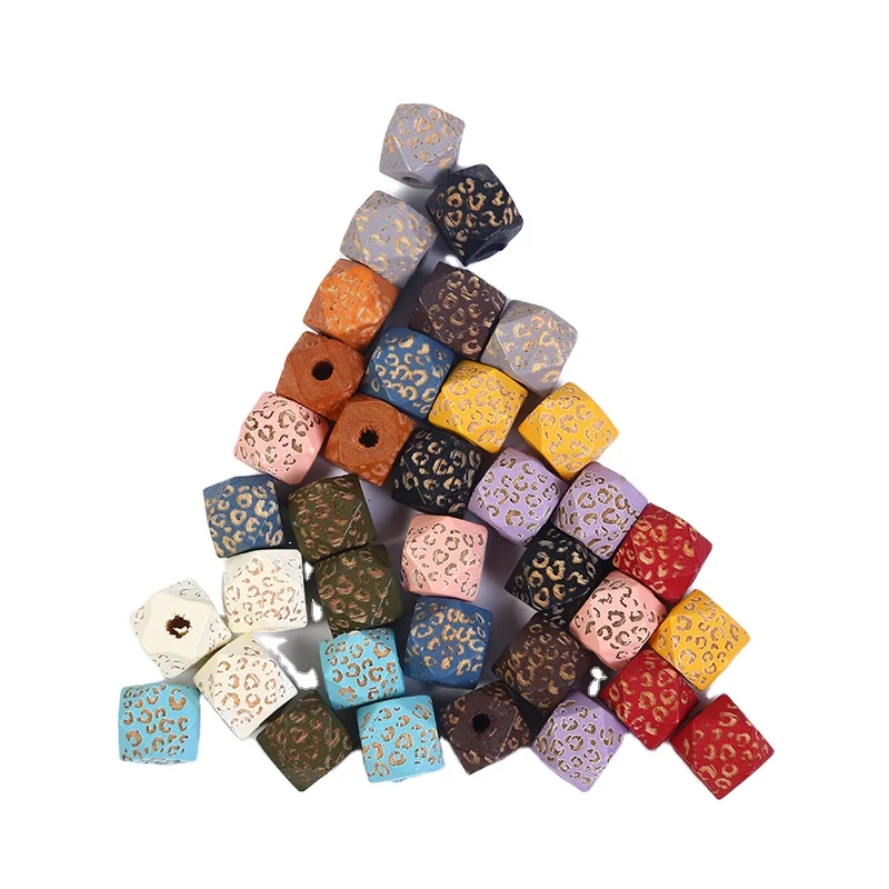 Деревянные бусины Hobbyworker 12 мм с геометрическим леопардовым принтом для изготовления ювелирных изделий