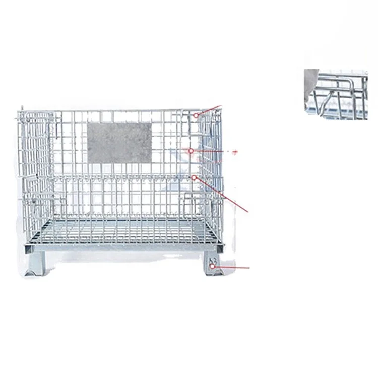 Металлическая складная оцинкованная стальная корзина для поддонов, сетчатый роликовый контейнер