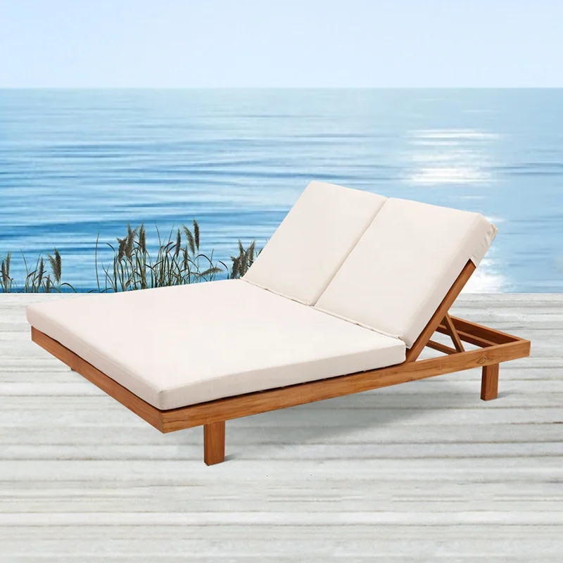 Exterior Luxury Best Garden Beach Sun Chaise Lounge Chairs Outdoor Patio Pool Teak Wood Double Lounger Sunbed