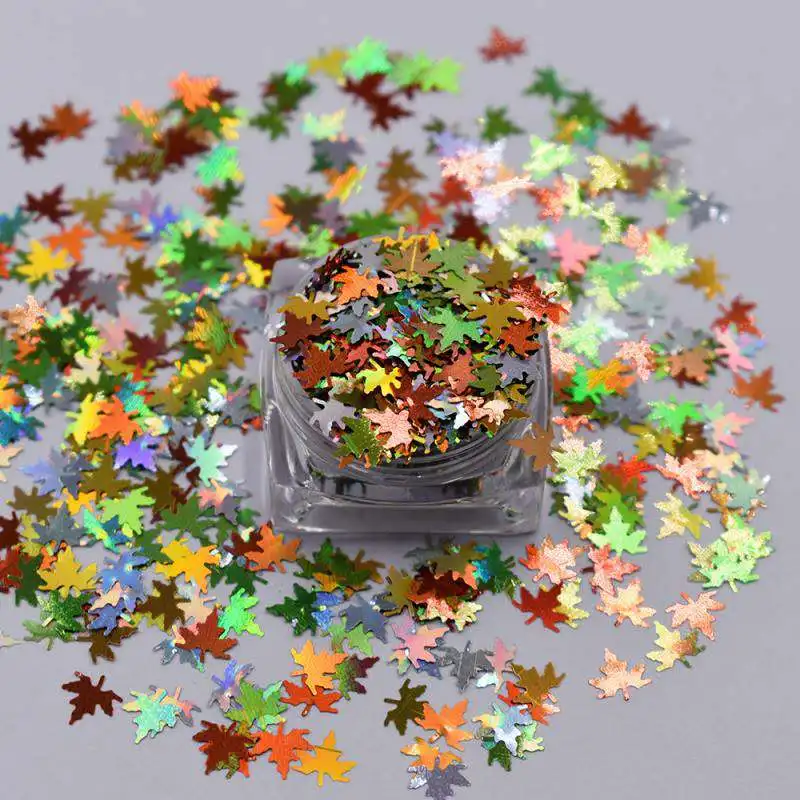 Shiny Nail Sequin Glitters Resin Sparkle Maple Leaf Confetti Chunky Glitter Sequins for DIY Mold Art Nail Artwork Holiday