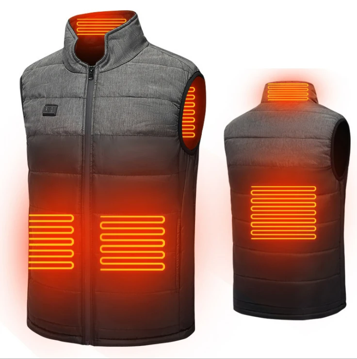 
USB 5V battery powered cheap waistcoat Winter Warm S-4XL Polyester Men 4 fevers Heated Vest 
