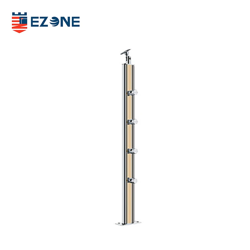 Clear Acrylic Balustrade with Satin Stainless Steel Baluster for Interior Stairs Balcony Deck Railing and Handrail Application