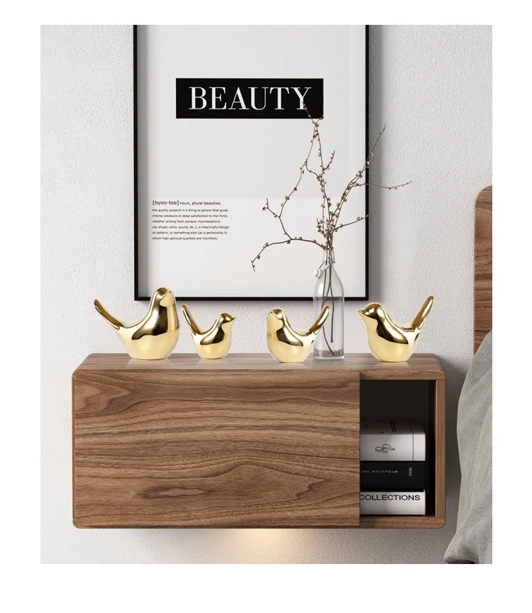 Modern Style Home Decor Ceramic Bird and Small Animal Statues Abstract Golden Ornament Glazed Electroplating Technique
