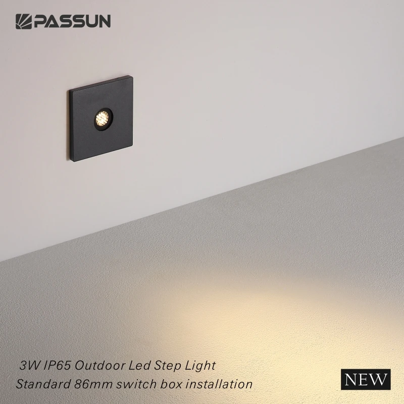Aluminium modern staircase mini wall lamp waterproof  IP65 square 3W step light led stair lighting