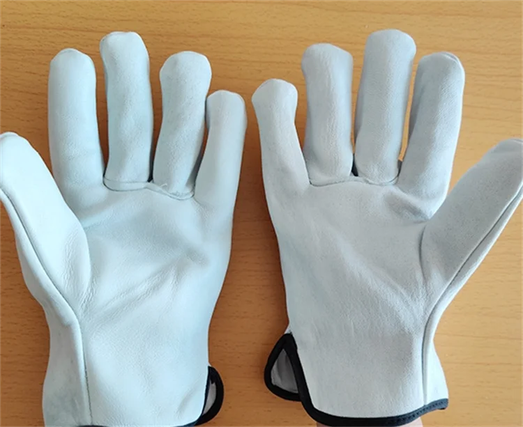 Wholesale Logo Custom Grain Goatskin Leather Driver Heavy Duty Truck Driving Warehouse Gardening Farm Work Gloves Welding Glove