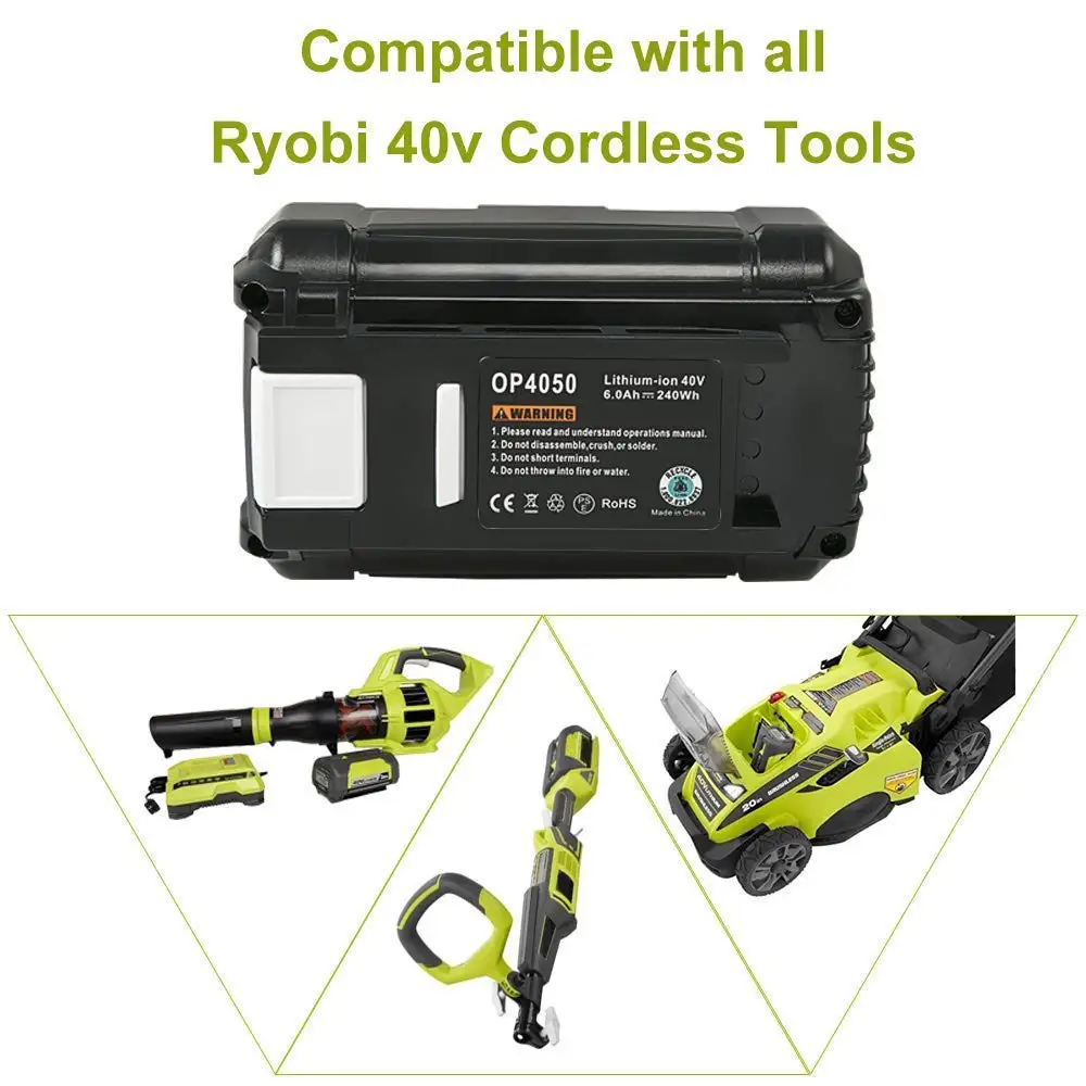 replacement Li-ion battery for Ryobi 36V/40V Li-ion, replace Ryobi 36V MAX POWER/40V LITHIUM