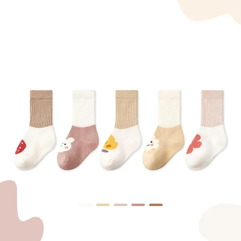 Jacquard Cute Ankle Newborn Baby Socks Combed Cotton Fabric Thin Style Boneless Sock Carton Style Elastic Stockings