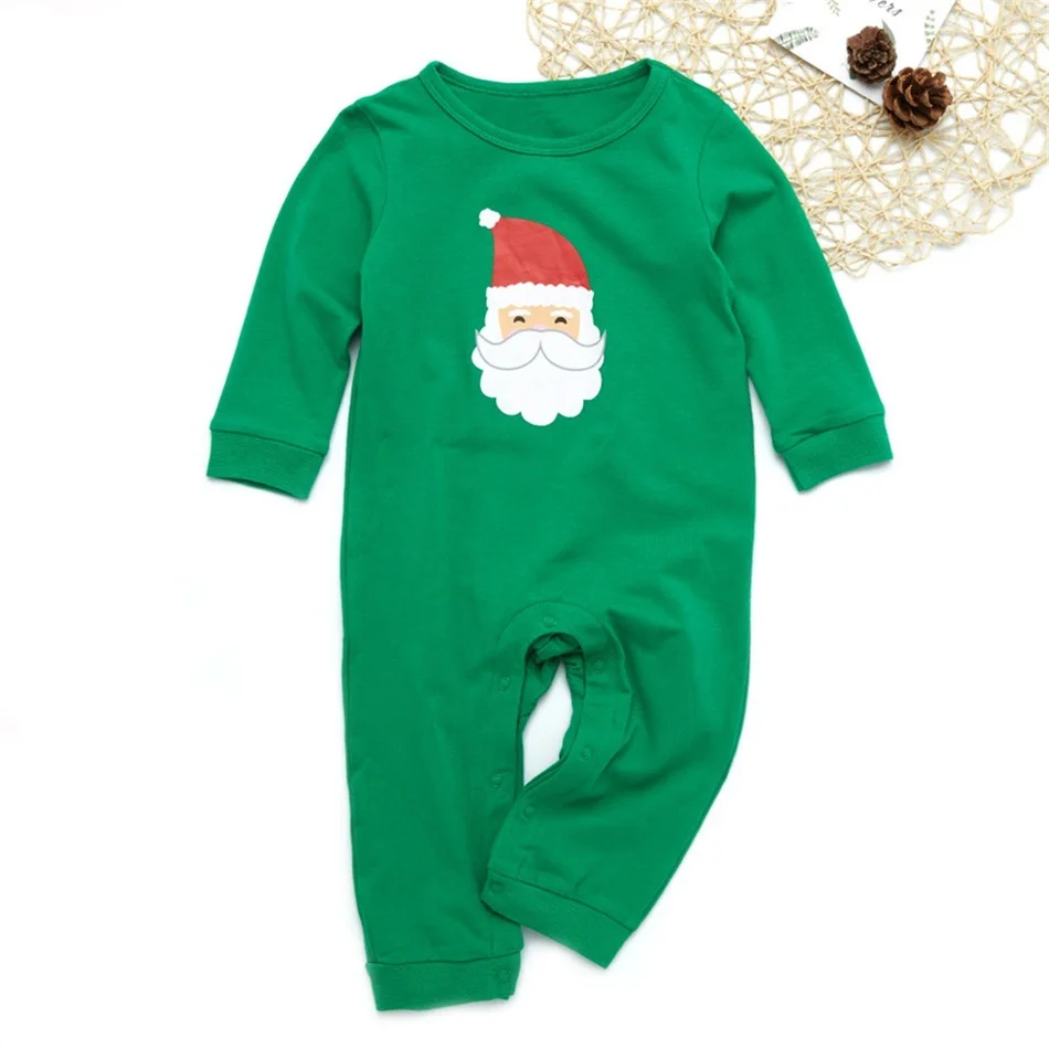 Рождественский пижамный комплект с принтом Санты Топ длинным рукавом и полосатые штаны