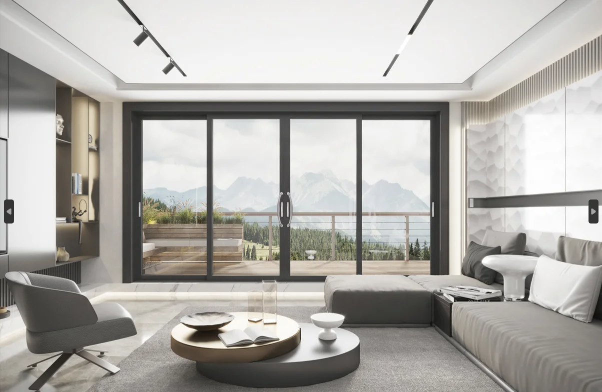 Noiseless Heat Insulation Aluminium automatic interior glass sliding door Without Bottom Rail